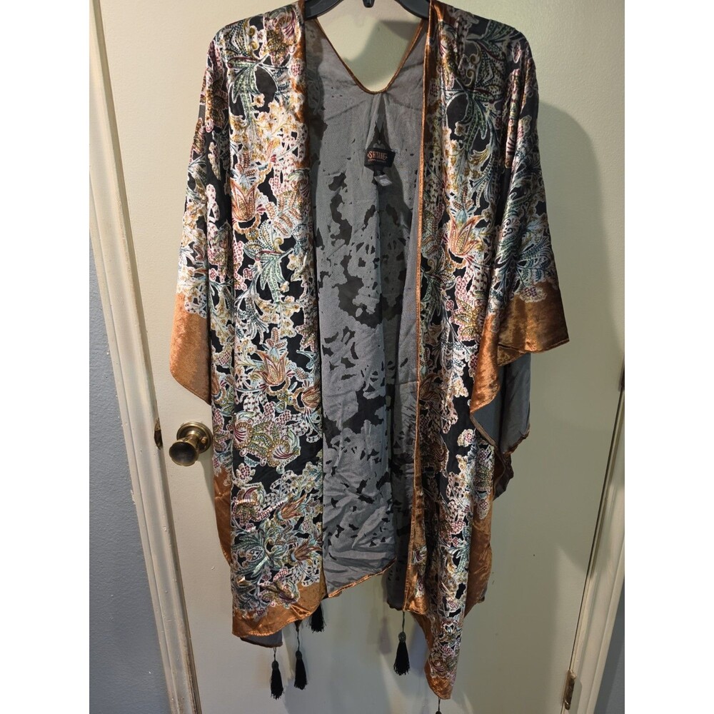 Womens Shyanne Velvet Kimono/duster. Black OS